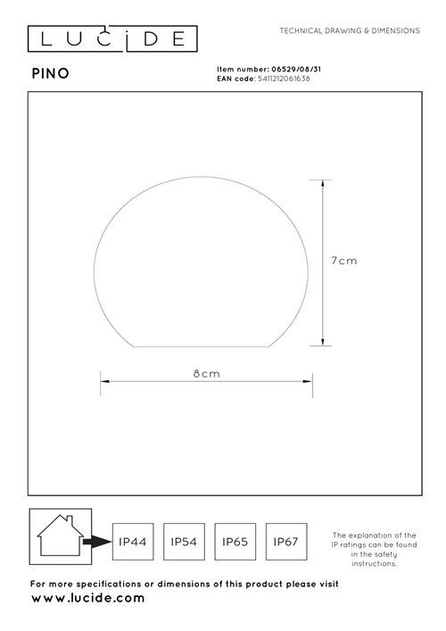 Lucide PINO - wiederaufladbare Tischlampe Innen/Außen - Akku/Batterie - LED Dim. - CCT - 1x1W 2700K/6500K - IP65 - Rgb - Weiß | Essential - technisch